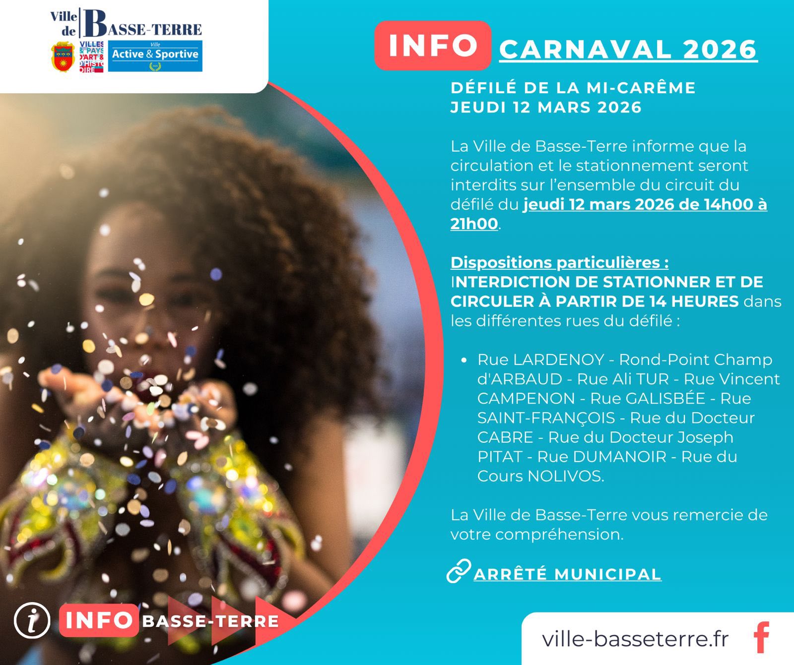 Info carnaval du jeudi 12 Mars 2026 